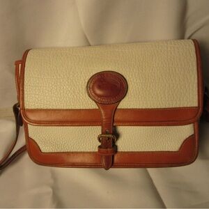 Dooney & Bourke White and Brown Leather Satchel